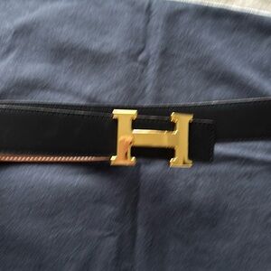 COPY- Hermes Belt and Buckle in black leather